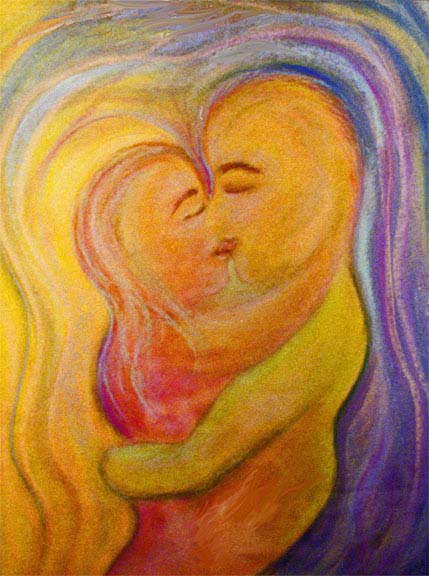 The Kiss pastel drawing by Zoras Garden Lore Stephan