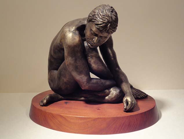 Peaceful Warrior sculpture in cold cast bronze